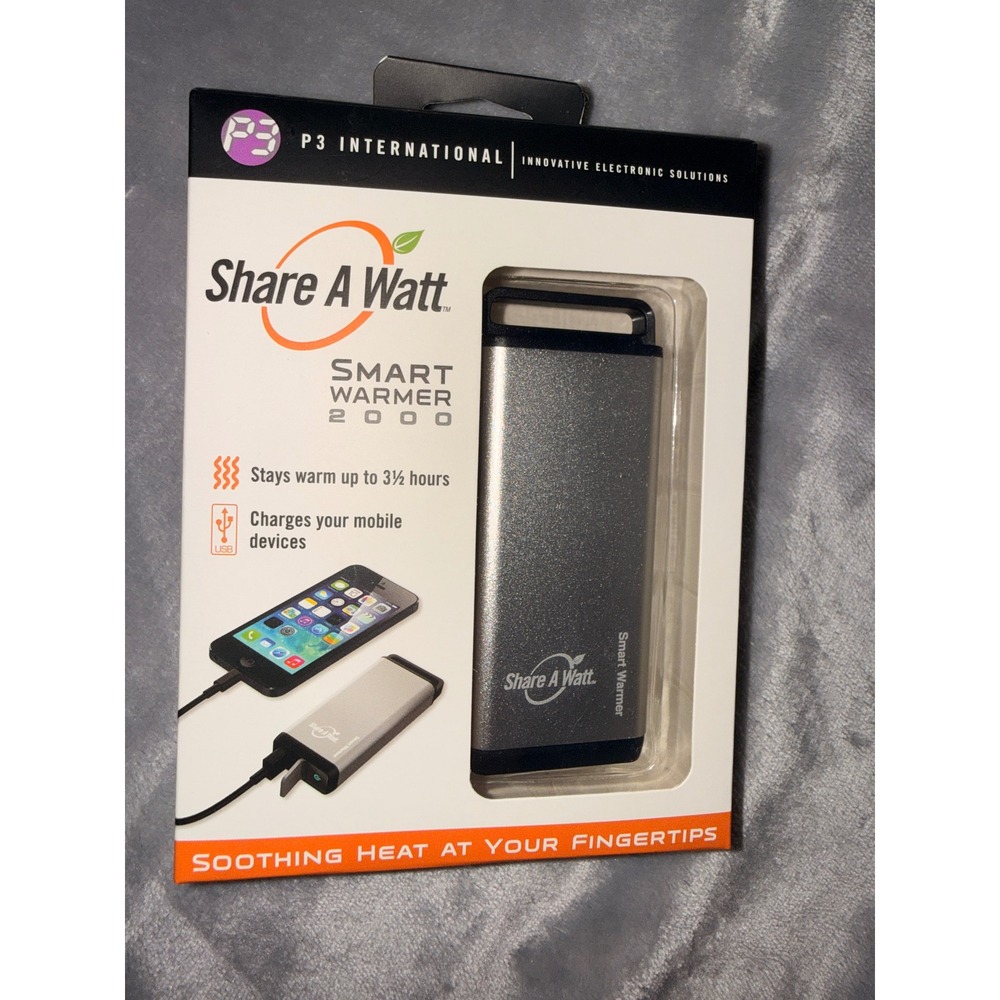 P3 International Share A Watt Smart Warmer 2000 Hand Warmer Power Bank P8465 NEW